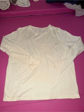 Lands End Cream Off White Long Sleeve Crewneck Base Layer Top Medium